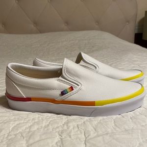 White Vans Pride (Rainbow) slip on
